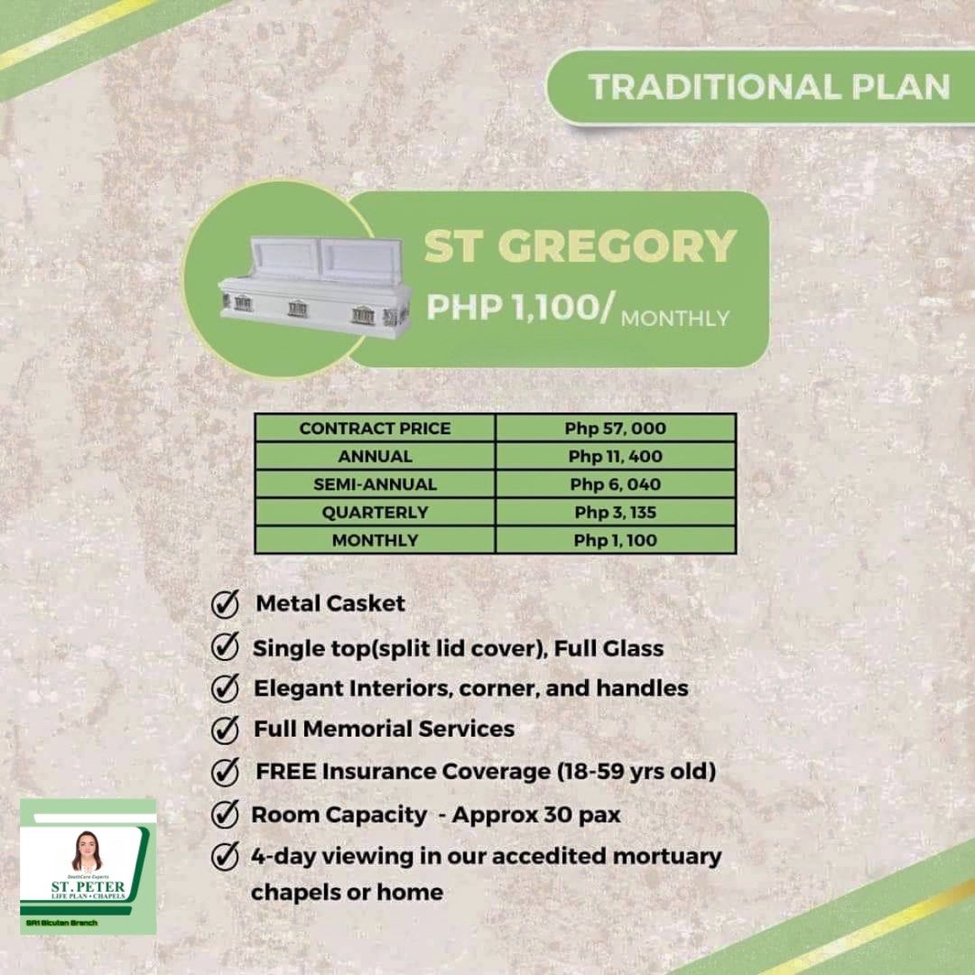 St. Peter Memorial Plan with Life Insurance (Category: Announcements) located in Paranaque City. Submitted by nm_essentials (Listing ID 1216289794, Image 2). Description: St. Peter Life Plan Advantages: ✅ NO MEDICAL EXAMINATION REQUIRED ✅ TRANSFERABILITY – Pwede mong ibenta sa iba ang PLAN mo kung nanaisin mo. ✅ ASSIGNABILITY – Pwede mong ipasa sa taong kakamatay lang ang plan mo kung nanaisin mo. ✅ UNPAID BALANCED DEEMED PAID – Kung ang plan hol