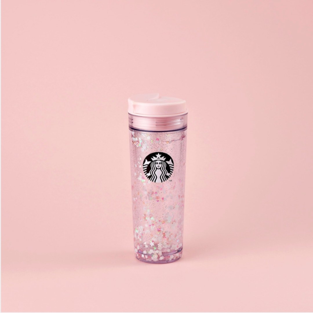 Starbucks Cherry Blossom Pink Glitter Tumbler 16oz, Furniture & Home