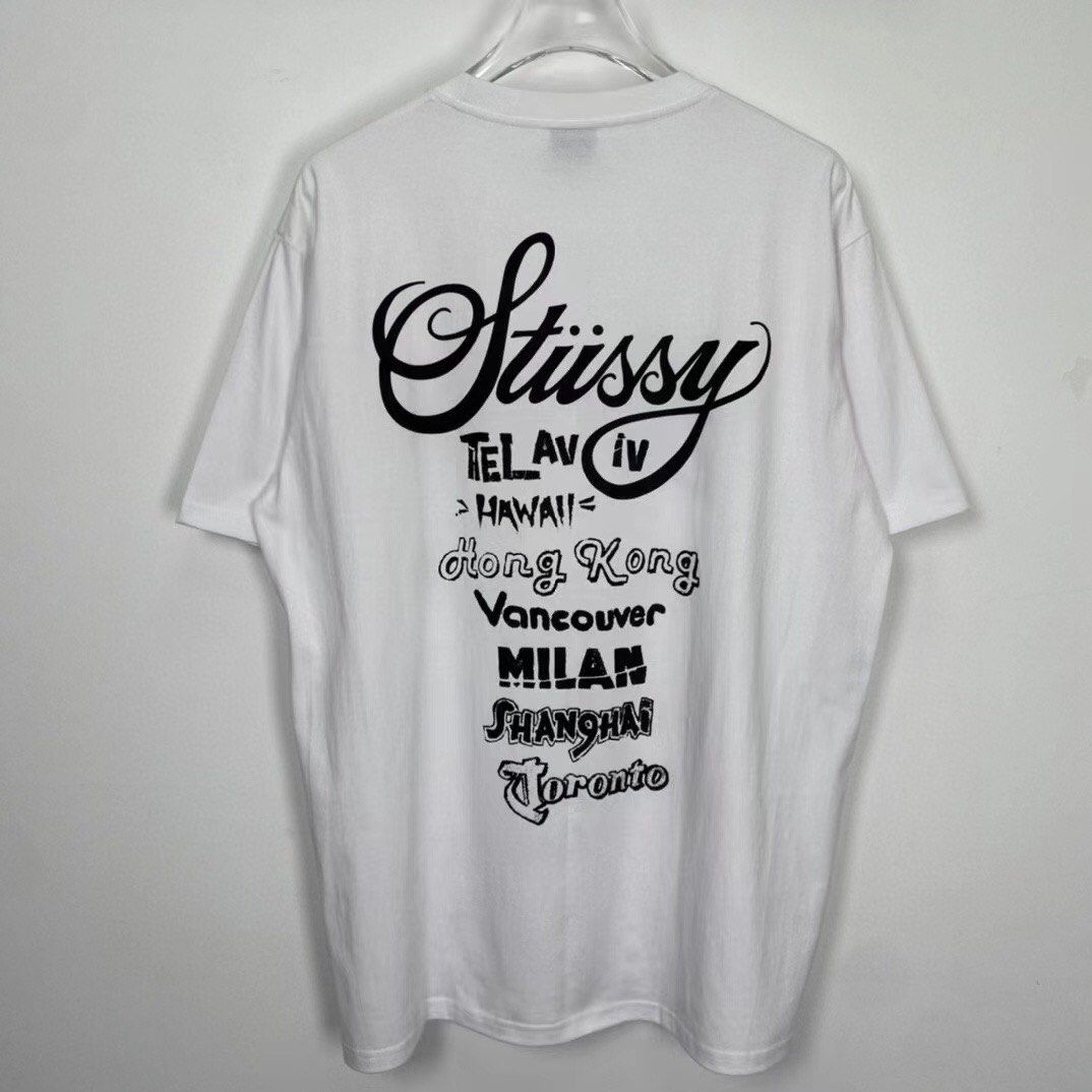 STUSSY 23SS WORLD TOUR TEE 黑/白/深藍S, M, L, XL, 男裝, 上身及套裝