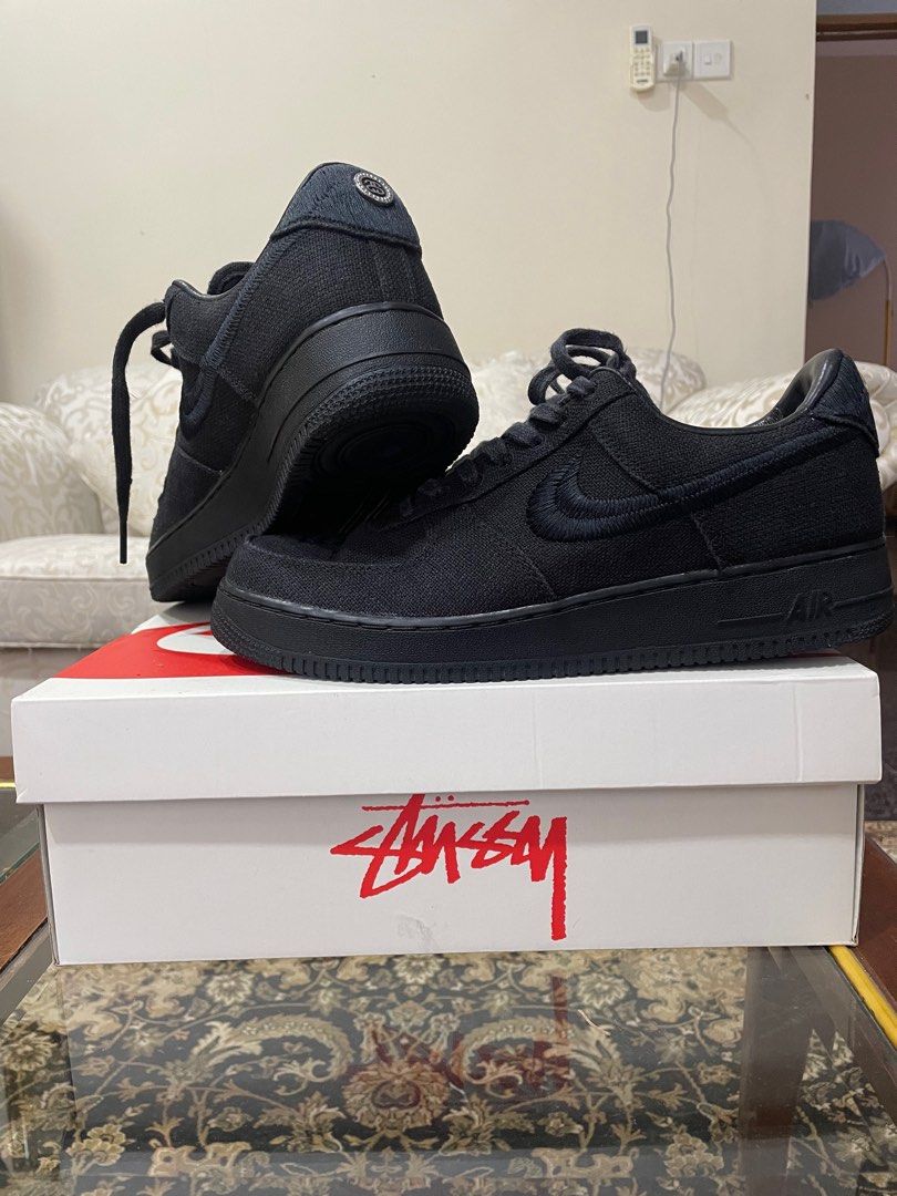 Stussy X Nike Air Force 1 Low 'Triple Black', Men's Fashion