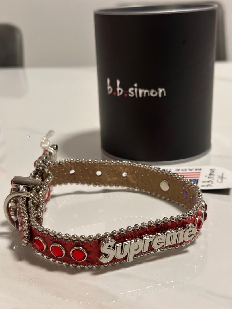 Supreme B.B. Simon Studded Dog Collar - Red