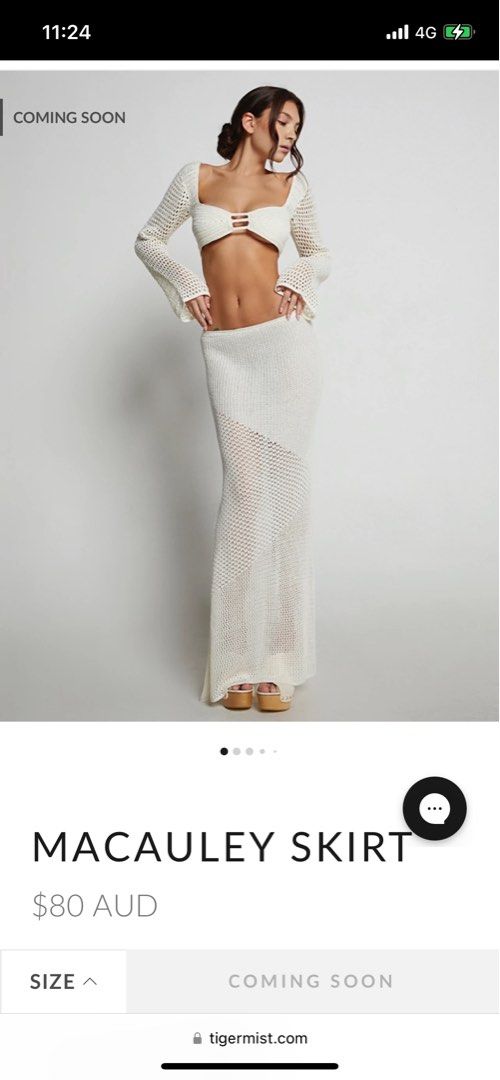 Tiger Mist White Macaulay Crochet Skirt