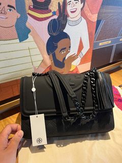 TORY BURCH Fleming 啞光皮革流蘇鍊帶肩背包