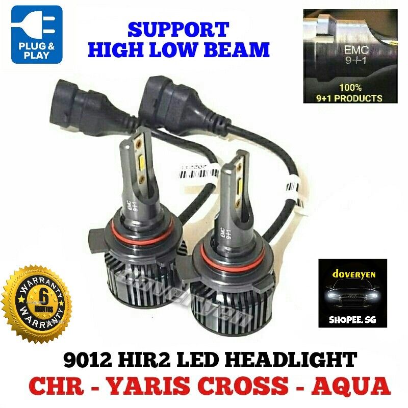 Toyota CHR / Altis E210 12th Gen / Yaris Cross / Aqua - 9012 HIR2 6500k  White LED Headlight Bulb 