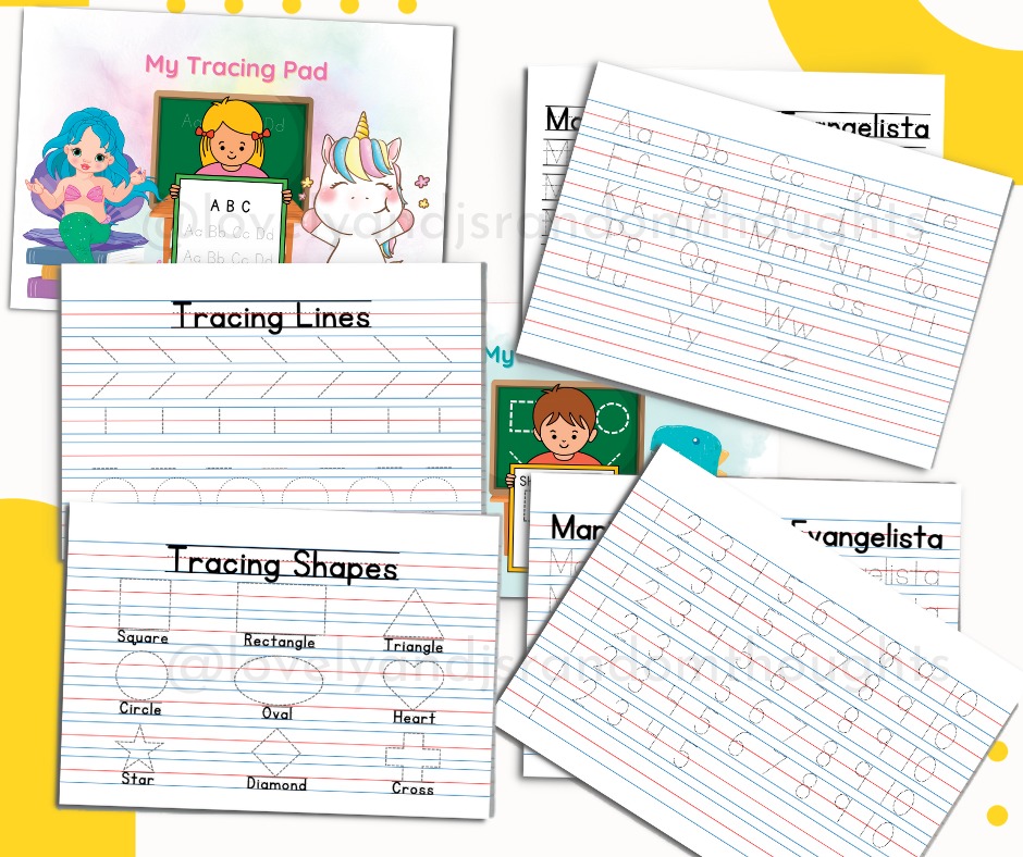 Tracing Pads Tracing Name Alphabet Numbers Shapes and Lines, and