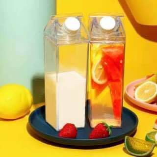 Transparent Acrylic Water Bottle Stylish Milk Carton Shaped Water Bottle Milk Cup