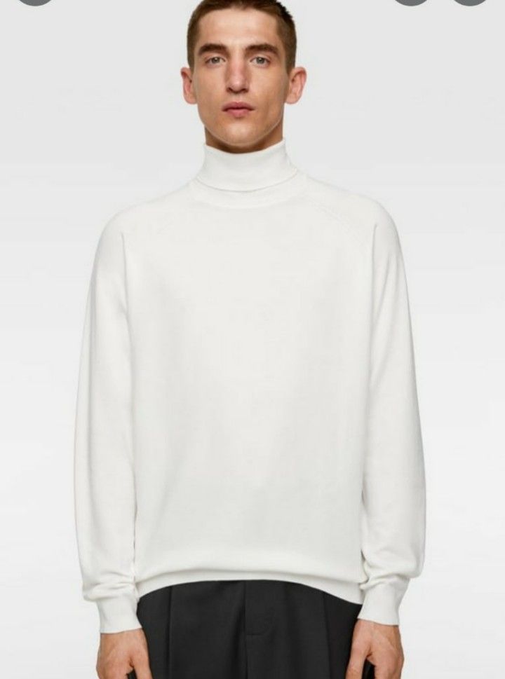 Crew Neck High Neck Zara Man Turtleneck Man Zara, Fesyen Pria