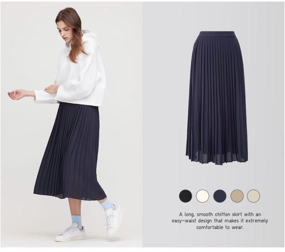 Uniqlo navy pleated skirt clearance