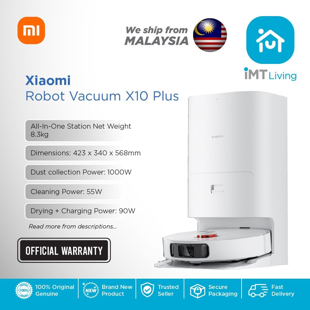 Xiaomi Robot Vacuum X10+ B101GL, Mi Malaysia Warranty