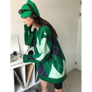 （原1380）Raucohouse選品 海馬格 藍綠 街頭 保暖 秋冬 毛衣