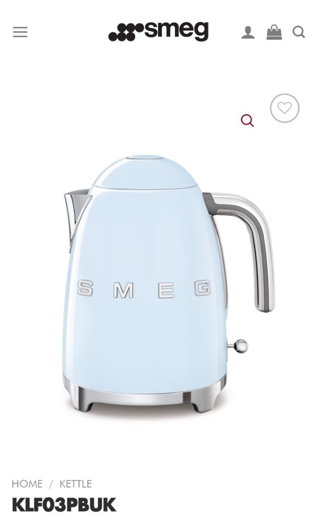 1.7L Baby blue SMEG kettle, TV & Home Appliances, Kitchen Appliances