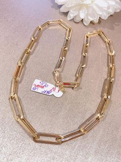 18K Saudi Gold chunky paperclip necklace