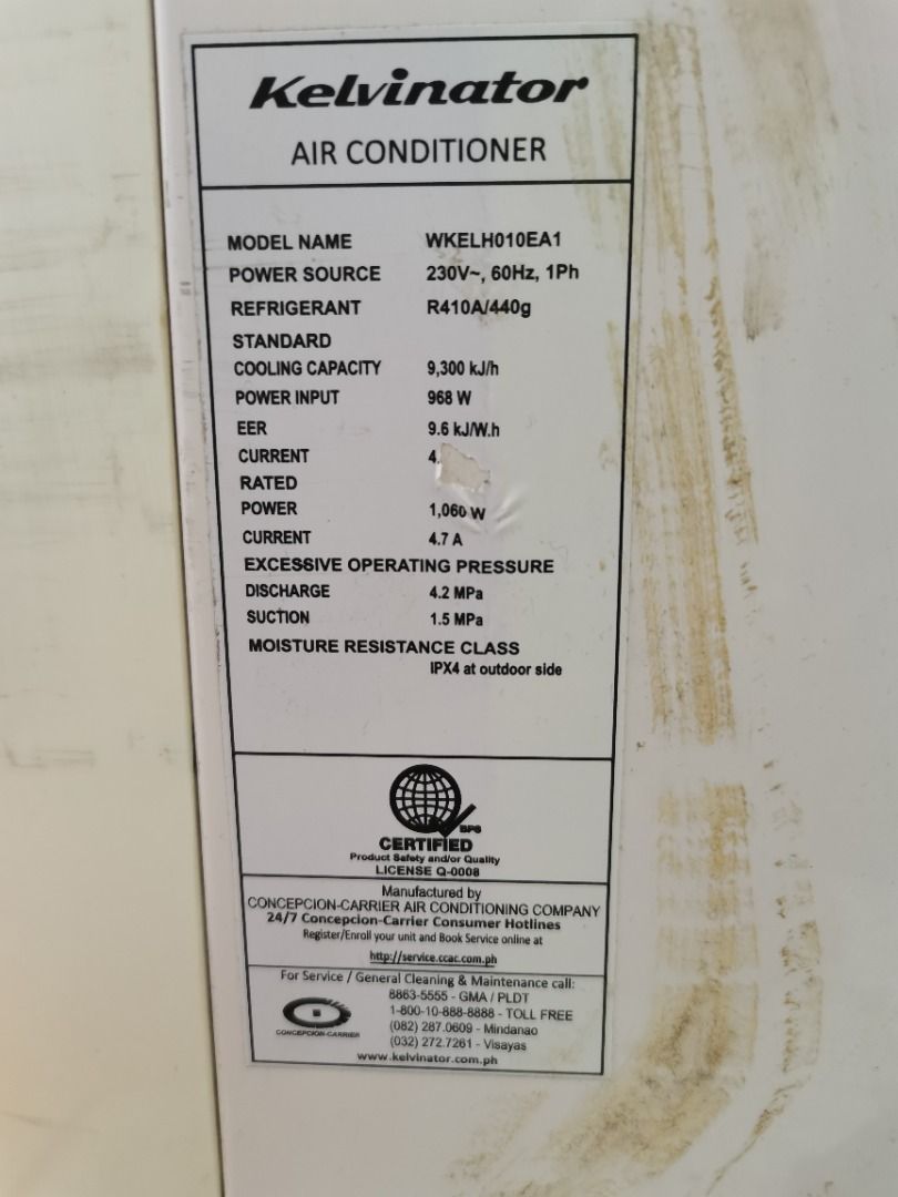 1 Hp Kelvinator Window Type Non Inverter Aircon, TV & Home Appliances