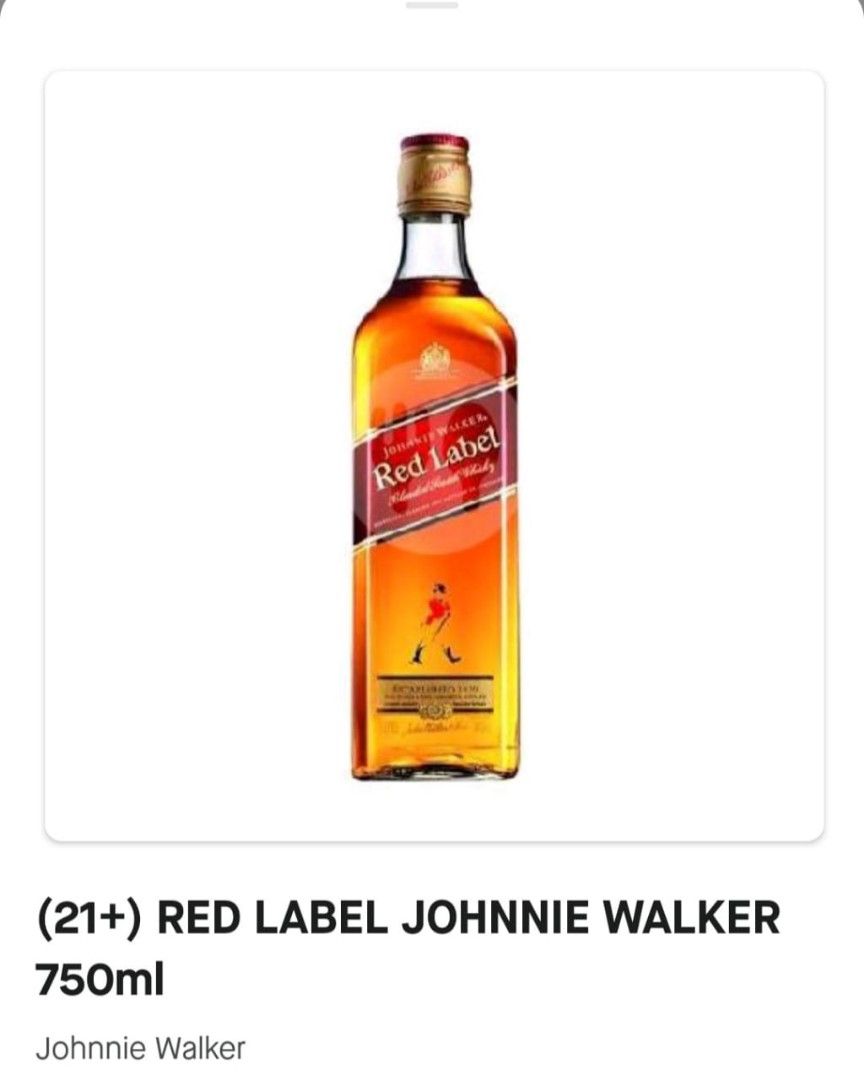 21+) Red Label Johnnie Walker 750ml, Makanan & Minuman ...