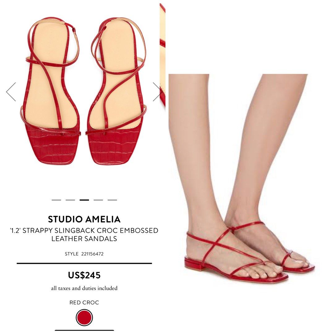 245 Studio Amelia Croc Embossed Leather Minimalist Strappy