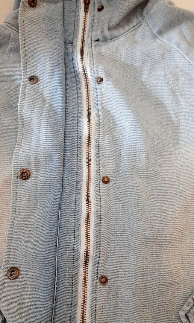 Zaful button up denim jacket and hooded on sale vest