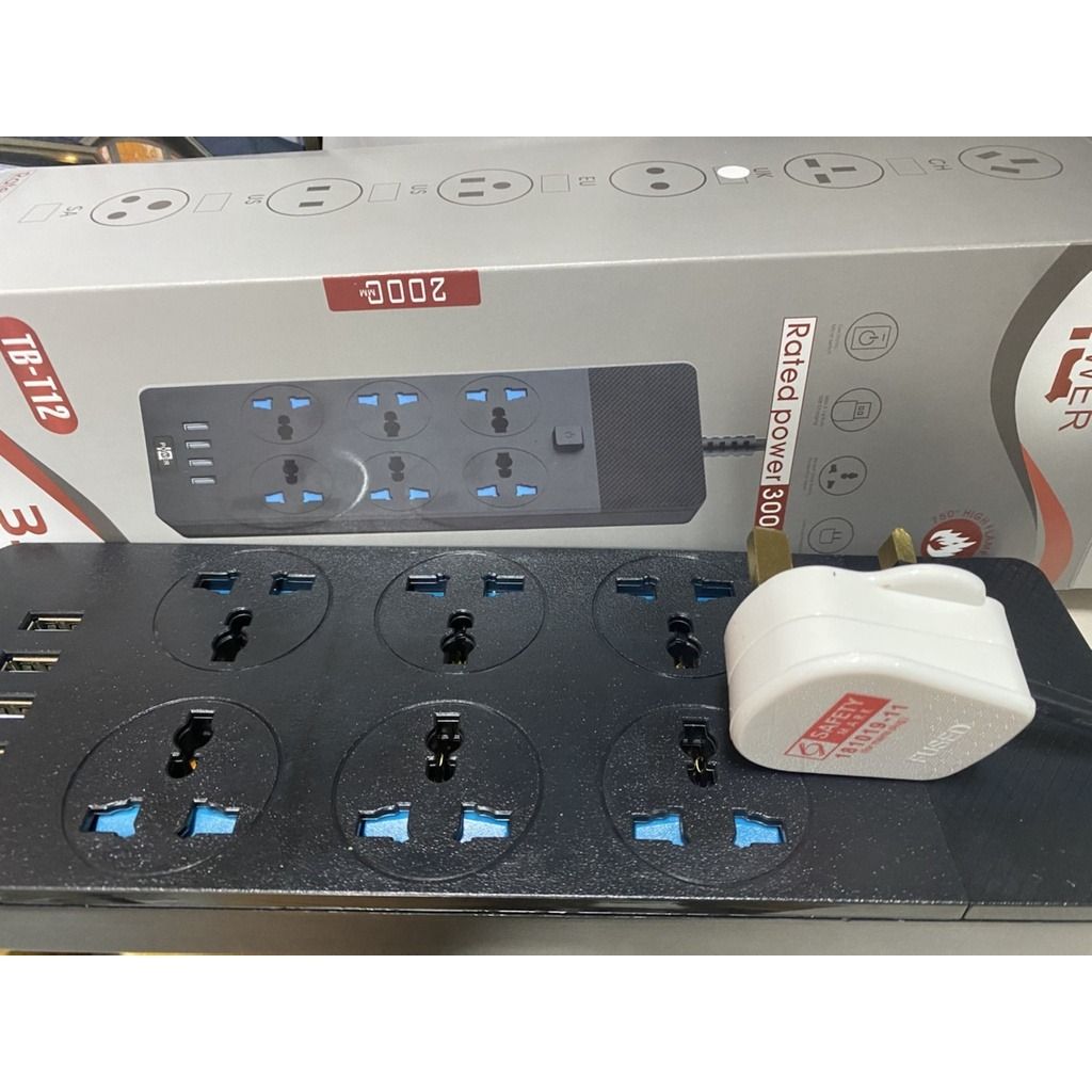 3000W Universal Power Socket 6 Hole+4USB Extension Smart Wiring ...