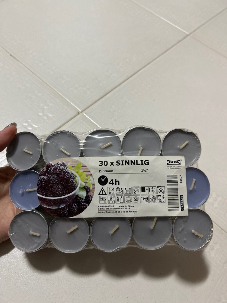 30 X Sinnlig IKEA scented candles (Blueberry), Furniture & Home Living