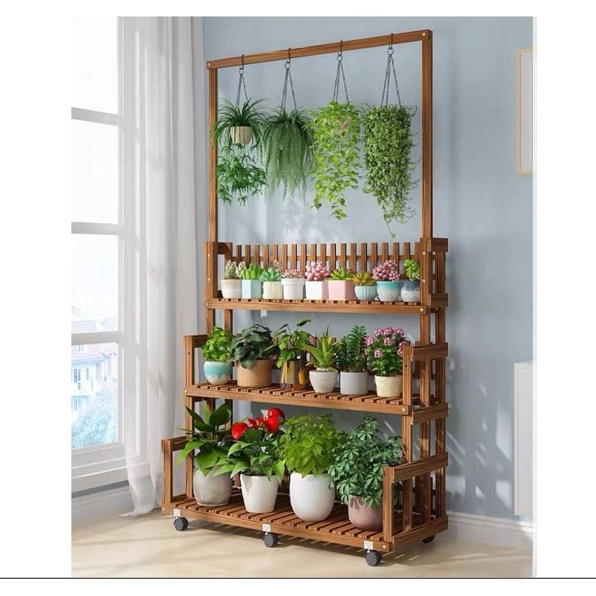3 Tier Wooden Rack Multiple Layer Plant Rack For Pots Planters ...