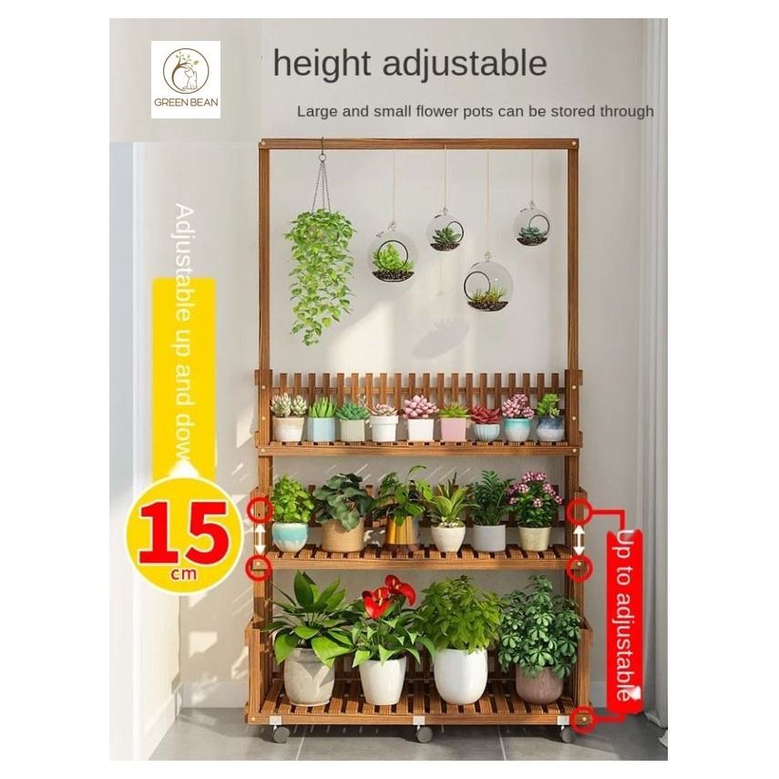 3 Tier Wooden Rack Multiple Layer Plant Rack For Pots Planters ...