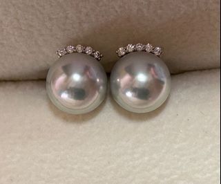 8.5mm Akoya pearl stud g18k white gold earrings
