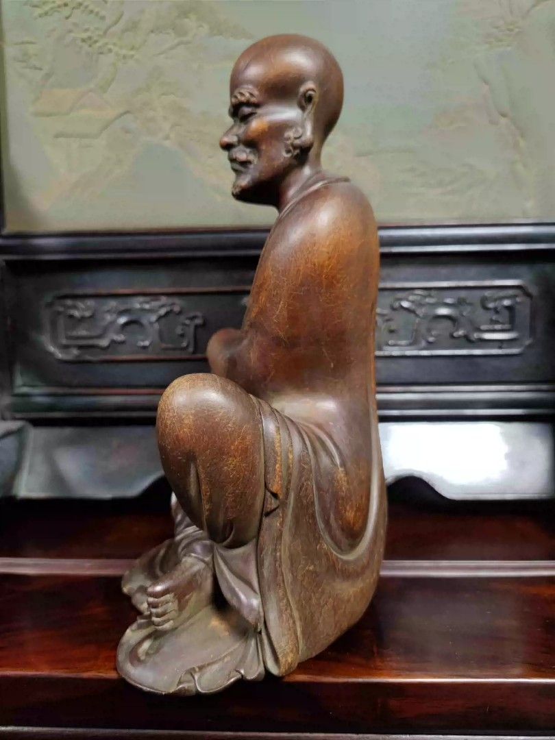清黄杨木雕罗汉像中国古美術-
