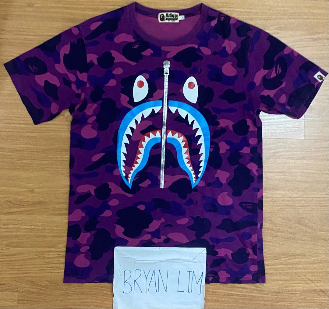 Bape blue and purple shirt hot sale