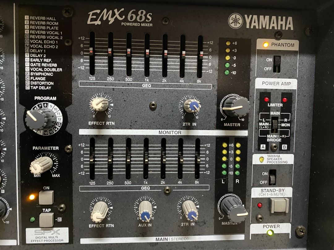 日本山葉 YAMAHA EMX 68S 混音器 POWER MIXER 數位迴音 音效處理器 800W, 耳機及錄音音訊設備