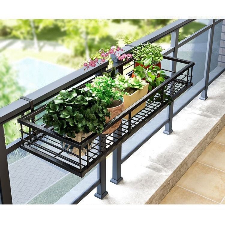 Adjustable Stainless Steel Rack Balcony Railing Flower Rack Hanging ...