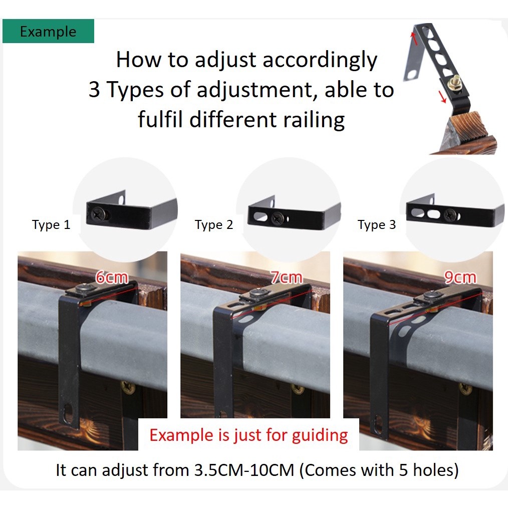 Adjustable Wooden Rack Balcony Railing Flower Rack Hanging Plant Rack ...