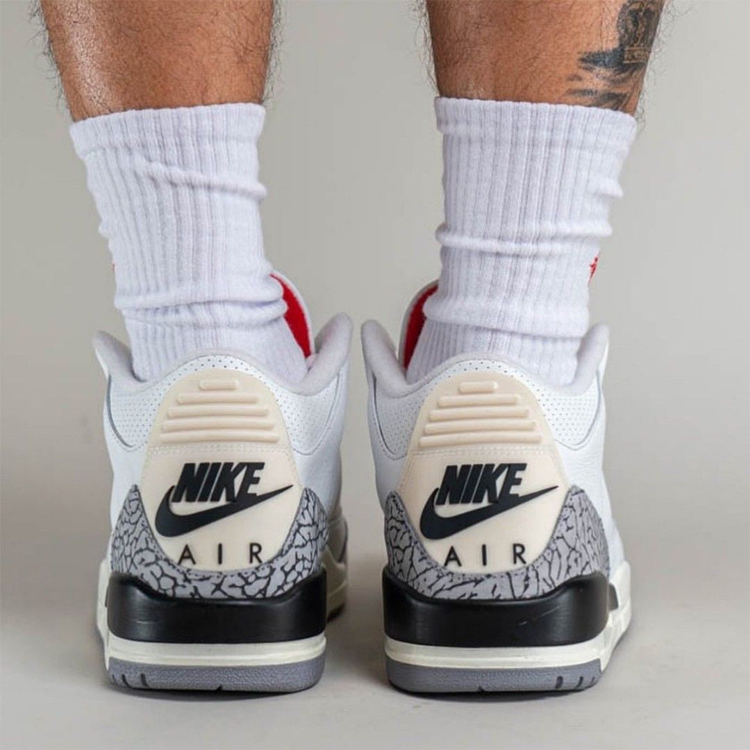 jordan 3 white cement on feet