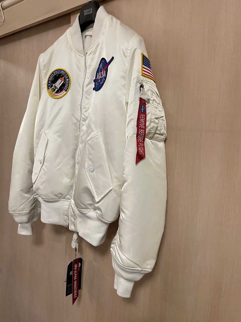 Alpha industries white nasa bomber hot sale