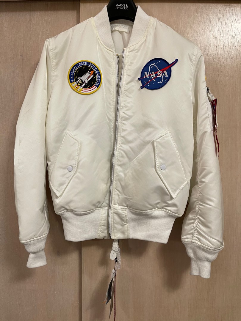 Alpha industries white nasa bomber hot sale