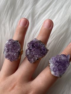 Amethyst Raw Stone Rings Crystal