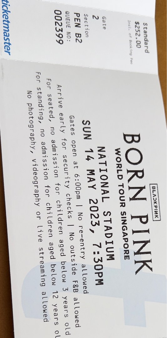 Blackpink Concert Ticket 14/5/2023 Standing Pen B2, Tickets & Vouchers