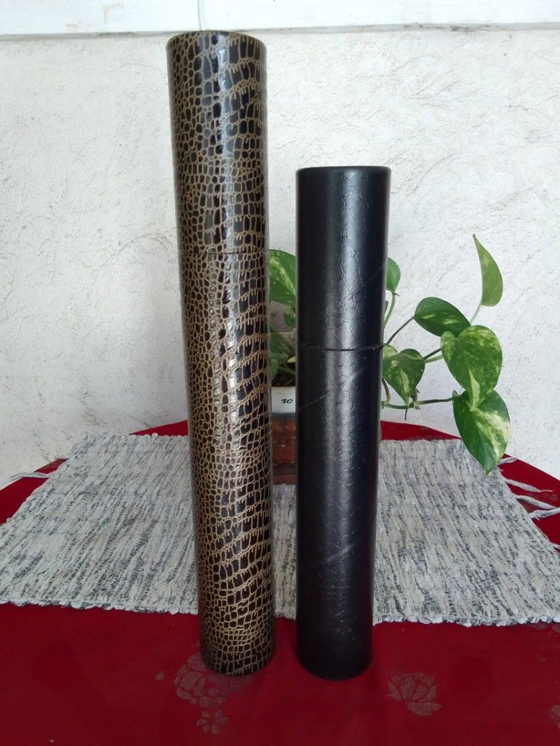 Blue print, Drawing tube canister (Category: Craft Supplies & Tools) located in Cavite. Submitted by dreamsky21 (Listing ID 1219996686, Image 3). Description: 2pcs.Drawing, Blue print tube case canister made of cardboard bought in Japan Alligator print approximately 14 inches in Height Width 2 inches Black, Height 12 inches width 2 inches.
