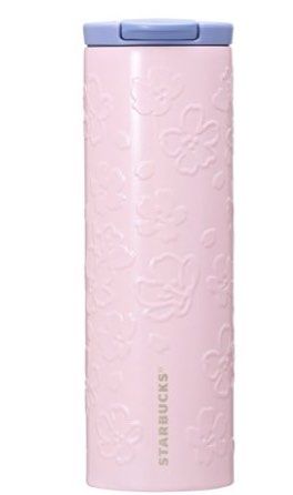 BN Japan Starbucks 2023 Stainless Cylinder tumbler embossed Cherry blossom coffee mug stainless steel thermal flask thermos 