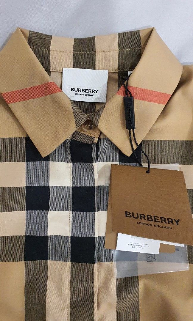 Burberry Girl Kids Patchwork Check Stretch Cotton Tie waist Shirt
