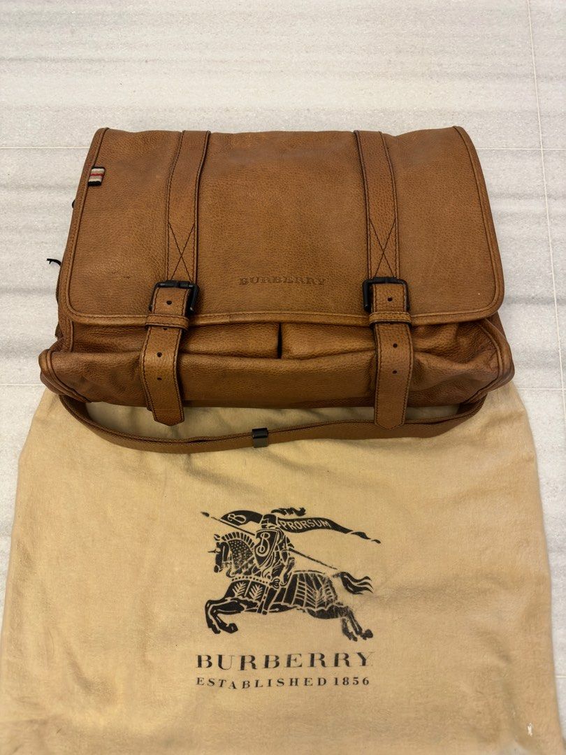 Burberry Leather Messenger Bag Brown (Authentic), Luxury, Bags