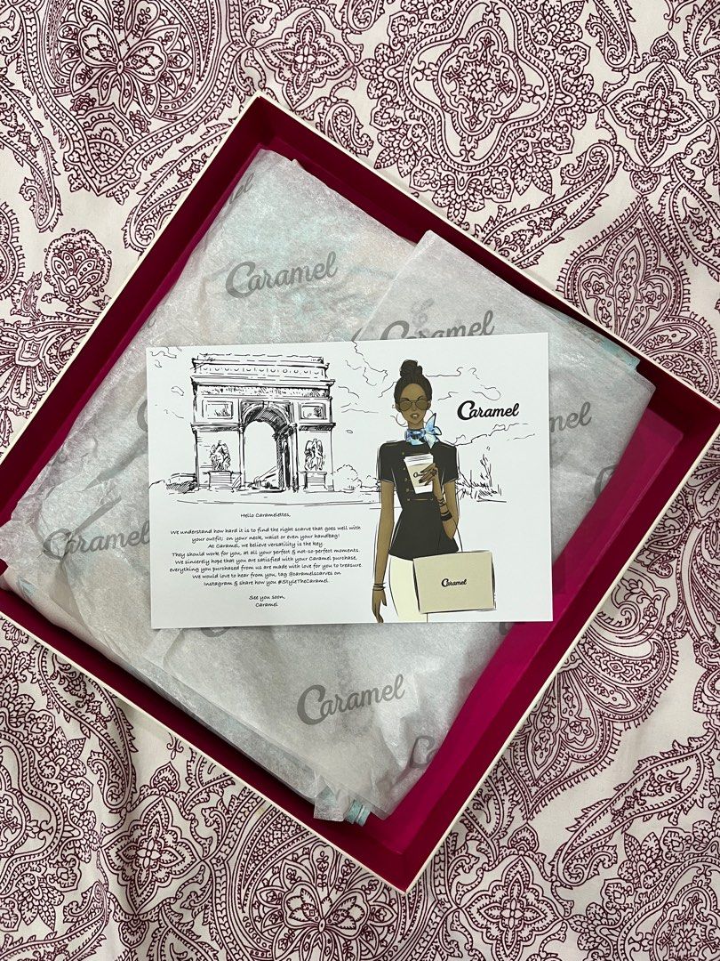 Caramel x Fiziwoo satin shawl, Women's Fashion, Muslimah Fashion