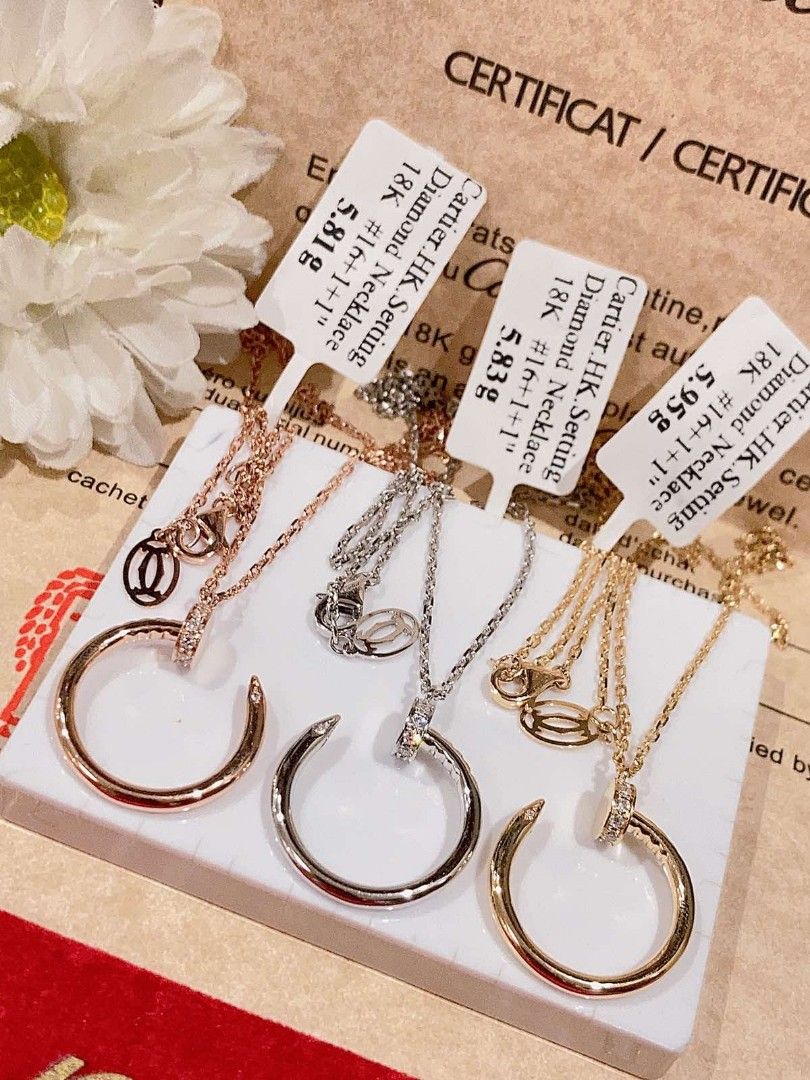 Cartier 18knail diamond y w r gold necklace Women s Fashion Jewelry Organizers Necklaces on Carousell