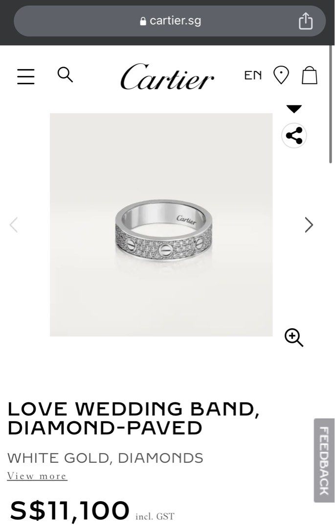 Cartier love top ring diamond paved