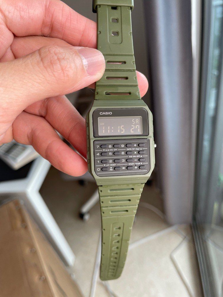 Casio calculator watch green and black Men s Fashion Watches