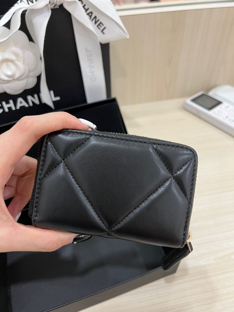 Chanel 19 Zipped Coin Purse Black, Luxury, Bags & Wallets on Carousell