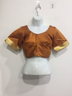 Clearance-Ready Made Orange Colour Silk Cotton Blouse 