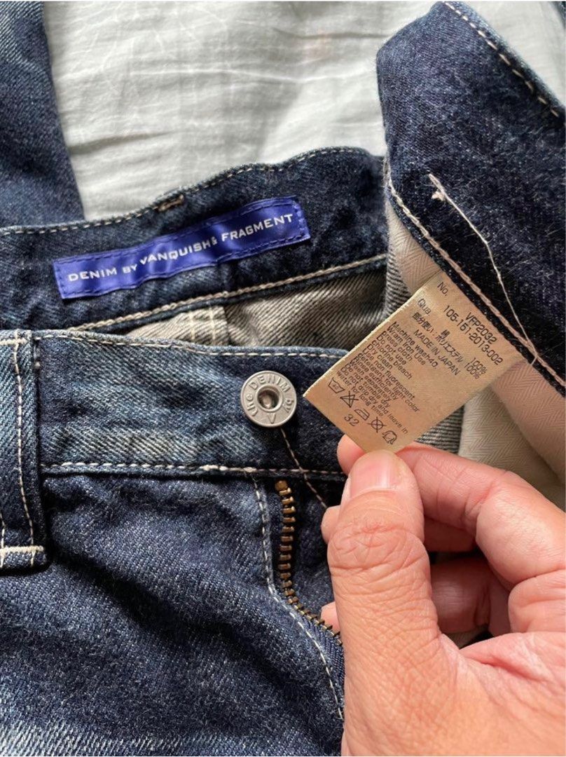Denim by Vanquish Fragment Damaged Washed Jeans (W32), 男裝, 褲