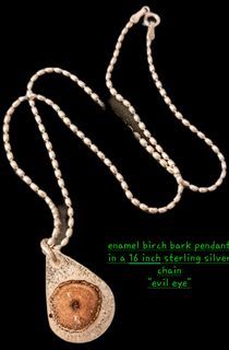 enamel birch twig evil eye necklace