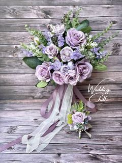 結婚花球［現貨］灰紫色歐式新娘花球#FC032#絲花花球#外影花球#證婚花球==Deluxe Bouquets==