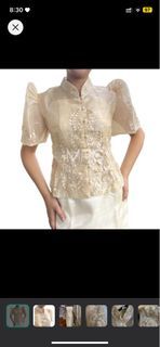 Filipiniana Chinese Collar Top w/ Inner Dress & pearl accessories included for rent