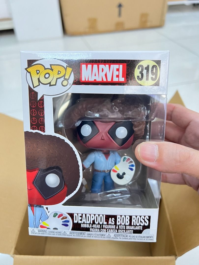 Funko Pop! Deadpool as Bob Ross #319, Hobbies u0026 Toys, Toys u0026 Games on  Carousell